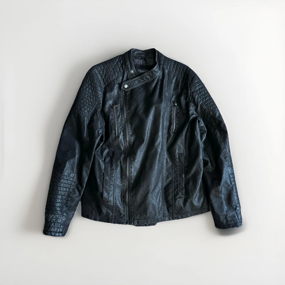 Large Mens Rock Style Motorcycle Jacket Coat Sportswear Biker Bomber - Image 1 of 4