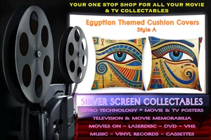 Egyptian Theme 2 x Cushion Covers Eye of Horus Polyester 45 x 45cm Free Post - Bild 1 von 5