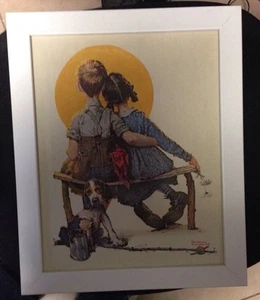 Norman Rockwell Lithograph on Canvas LITTLE SPOONERS - SUNSET - Picture 1 of 1