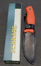 1143OT Orange Handle Schrade Old Timer Fixed Blade Guthook Knife W/Sheath 