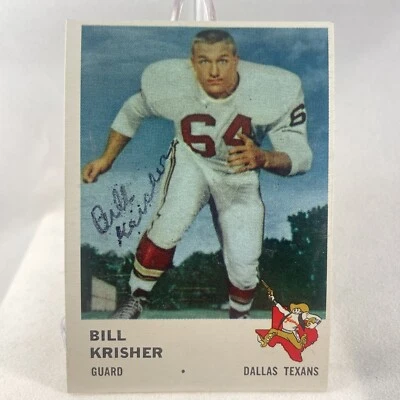 Bill Krisher -Oklahoma Sooners- Dallas Texans Autographed Card - Image 1 of 2