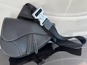 Dior Mens Saddle Bag in Black Grained Calfskin - Picture 1 of 5