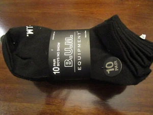 B.U.M EQUIPMENT 10-PACK BOY'S BLACK NO-SHOW SOCKS SIZE 3-9  NEW - Picture 1 of 1