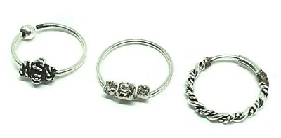 Anello Naso Set 3 Anelli 8mm 22g (0,6mm) Argento 925 Piercing Orecchini Elica... - Immagine 1 di 4