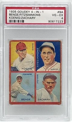 1935 Goudey 4-in-1 - #9A Benge, Koenig, Fitzsimmons, Zachary, PSA 4 VG-EX - Image 1 of 2