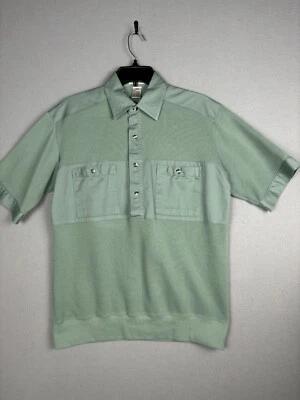 Vintage Norm Thompson Men’s Polo Shirt M Green 80s 90s 1/2 Button Henley 4001 - Image 1 of 4
