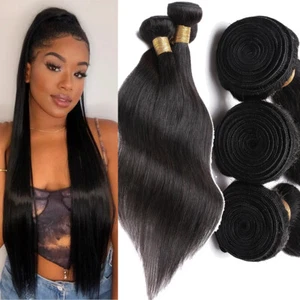 1 Bundle Human Hair Extensions Real Brazilian REMY Virgin Sew In Weave Weft 30" - Picture 1 of 14