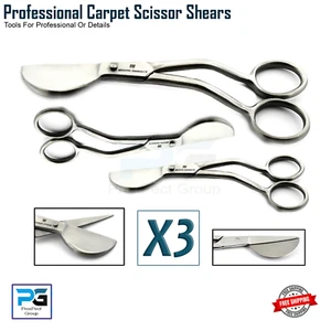 x 3 Napping Duckbill Carpet Scissors Shears Silver Fitter Tool Branded Scissors - Picture 1 of 12