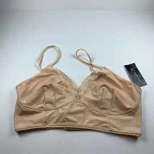INC International Concept Women's Lace Trim V-Neck Almond Latte Bralette XL NWT - Picture 1 of 7