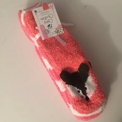 NUEVO CON ETIQUETAS 3 paquetes Acogedores Critters Calcetines Difusos Zorro Caras de Animales Rayas pompones suaves Foto 1 de 4