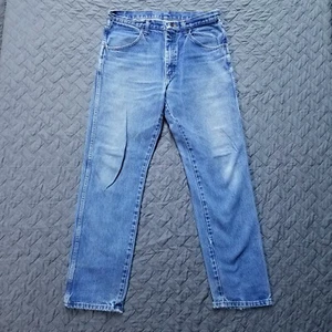 Rustle Jeans Mens 33x32 Blue Regular Straight Medium Wash Denim Workwear - Picture 1 of 13