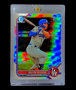 DALTON RUSHING ROOKIE REFRACTOR HOLO CHROME SILVER 1ST RC Card Ever - DODGERS - Picture 1 of 5