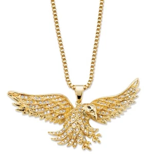 EAGLE 14K GOLD GP CZ PENDANT NECKLACE WITH 20" CHAIN - Picture 1 of 1