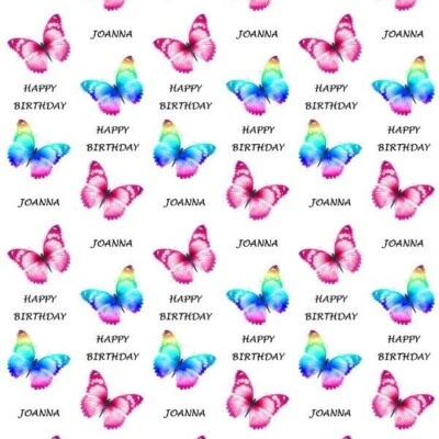 Butterfly Butterflies Personalised gift wrapping paper Birthday Christmas - Image 1 of 2