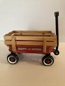 Vintage Mini Radio Flyer Red Wagon With Wooden Toy Rail collectable - Picture 1 of 6