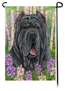 Bandiera da Giardino Fiori Primaverili - Mastino Napoletano Blu Ritagliato - Foto 1 di 1