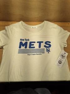 WOMENS 47 BRAND SIZE LARGE MLB NY METS T SHIRT, NWT. OFF WHITE COLOR ready forla - Picture 1 of 7