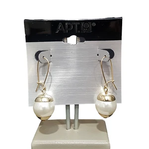 APT. 9 Gold Plated Faux White Pearl Hook Style Dangle Earrings NWT - Picture 1 of 5