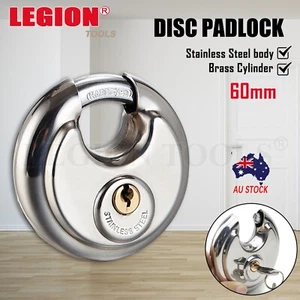 Round Disc Security Padlock Discus Padlock Stainless Steel Body 60mm - Picture 1 of 5