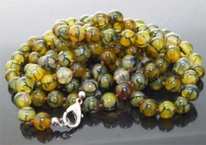 36" 8mm Round Yellow agate Gemstone Beads Necklace Knotted Each Beads Single - Picture 1 of 6