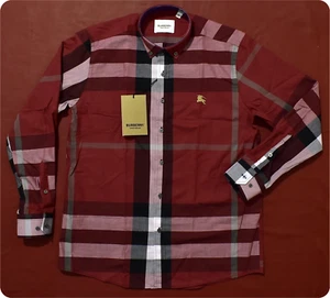Men's Burberry Casual Button Down Shirt RED Size 2XL Pit to Pit 25.25" UNUSED - Picture 1 of 3