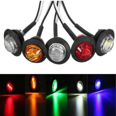 LOW HIGH FUNCTION 12V BUTTON MARKER LIGHTS 3 SMD LED SIDE BRAKE INDICATOR LAMP - Image 1 of 4