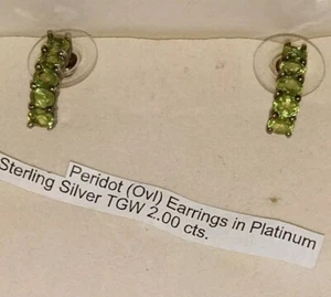 Vintage Peridot Earrings Stamped 925, Five Gems Each Unique! TGW 2.00 CTS   HSN - Picture 1 of 12