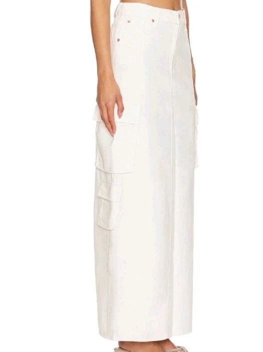 Mother Snacks The Fun Dip Natural Denim Maxi Cargo Skirt - Size 26