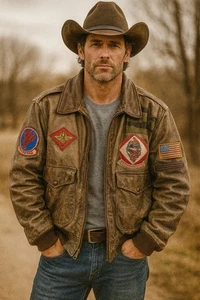 Excelled Vintage Leather Bomber Jacket A2 Mens Sz 44 Authentic w/ Patches - Picture 1 of 13