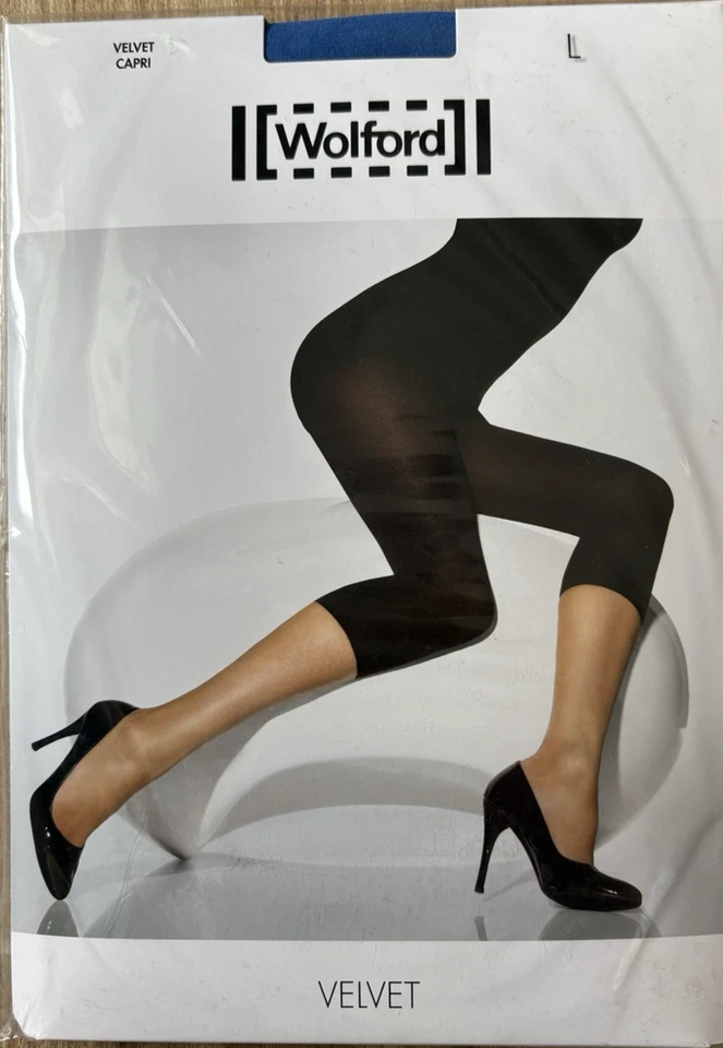 NUEVO CON ETIQUETAS Medias Capri Wolford Terciopelo Azul Regata Opaco Mate Suave Lujo Medias L Foto 1 de 3