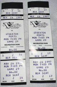 Boleto MiLB 1997 Oakland A’s Athletics Visalia Oaks vSF Giants Stockton Ports - Imagen 1 de 2