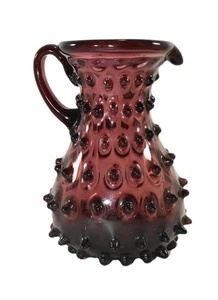 Jarra de vidrio amatista vintage italiana Empoli Hobnail 6" - Imagen 1 de 9