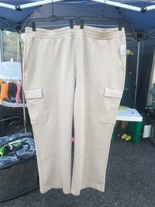 Old Navy Women's Active Dynamic Fleece Wide Leg Tan Sweat Pants 4X 52x30 NWT - Picture 1 of 7