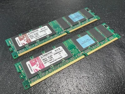 1GB 2x512MB PC3200 DDR-400 Kingston KVR400X64C3A/512 RAM Memory Kit DDR1 - Image 1 of 4