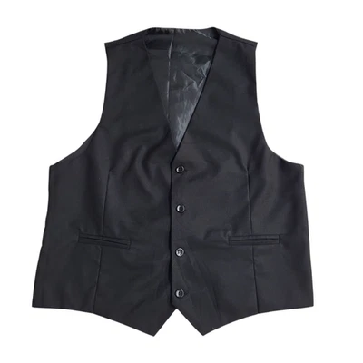 Vintage Waistcoat Black 2 Pocket Smart Formal Wool Blend Men's M 40" - Image 1 of 2
