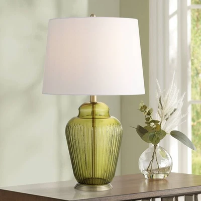 Grimmia 24" High Moss Green Glass Table Lamp - Image 1 of 4