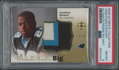 2008 Ultimate Collection Jonathan Stewart Big Material Rookie Patch #15/40 PSA 8 - Image 1 of 2