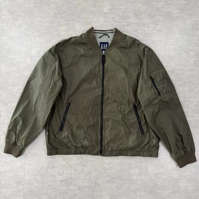 Vintage Gap Jacket Mens Olive Green Full Zip Flight Bomber Y2K Size Large Nylon - Image 1 of 4