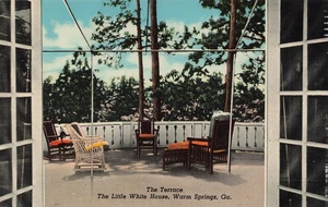 WARM SPRINGS GA PRESIDENT FDR LITTLE WHITE HOUSE TERRACE VINTAGE POSTCARD 112525 - Picture 1 of 2