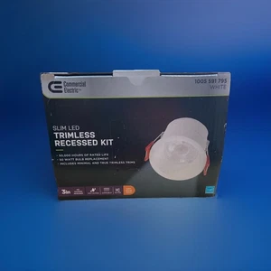 Commercial Electric 3 in. White Slim LED Trim less Recessed Kit - Picture 1 of 7