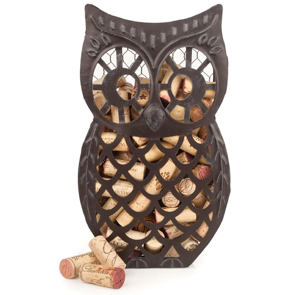 Country Cottage Wise Owl Distressed Metal Cork Collector by Twine