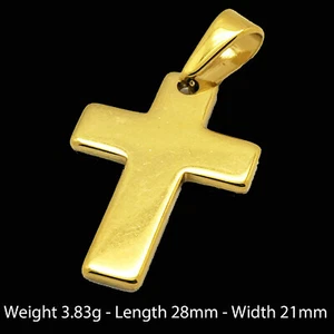 Gold Cross 18k Yellow Filled Solid Pendant Solid Unisex Classic Bling Design +++ - Photo 1 sur 4