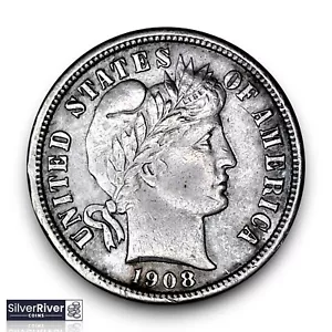 1908-S Barber Dime (*AU+ Condition*) - Better Date - Picture 1 of 2