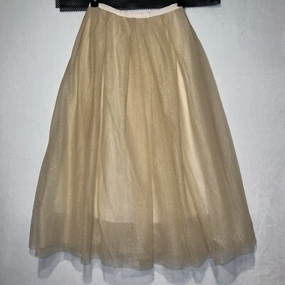 NUEVO CON ETIQUETAS J.Crew Colección Tul Bola Falda Oro Transparente Brillo Línea A 4 Foto 1 de 4