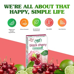 TRUE LIME Black Cherry Limeade Drink Mix (10 Packets) | Made from Real Limes | N - Picture 1 of 12