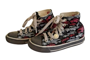 LEVIS Sneakers Black Cotton Toddler Kid Boy Girl Child Cars Laces Shoes US 10.5 - Picture 1 of 9