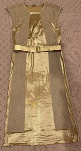 Abito BOTTEGA VENETA oro con cintura colonna cambio lamé taglia 38 usato in ottime condizioni! $2280 WOWWWWW - Foto 1 di 13