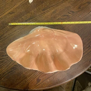 14.5” Vintage Ceramic Oyster Shell Decorative Bowl Ashtray Kitsch signed Edna R. - Picture 1 of 6