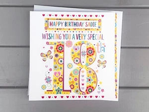 Personalised 18th Happy Birthday Card for Girl, Special age eighteen, for 18th - Picture 1 of 8