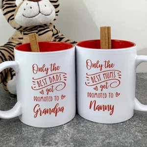 Personalised 2 x Coffee Mugs Only The Best Parents Get Promoted To Grandparents - Picture 1 of 77